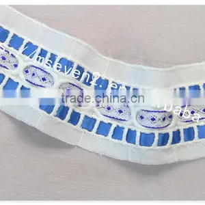 Fashion Design 5cm Width Embroidery Satin Ribbon With Cotton Triming thumbnail-5