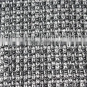Wholesale Black/white Trendy Tweed Fabric, Fancy Thick Black White Plaid Fabric for Scarf thumbnail-5