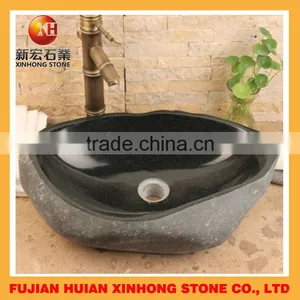 Oval Shape Nature Stone Basin With Polished Inside thumbnail-1