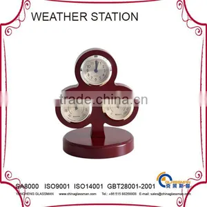 Indoor Multifunction Weather Station YG1607 With Wood Base thumbnail-1