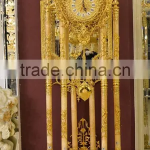 Antique 24K Gold Plated Floor Clock,Grandfather Clock, Elegant Design Floor Standing Clock, Made of Copper&Marble thumbnail-5