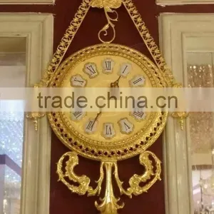 Italian Classical Wall Hanging Clock, 24K Gold Copper Wall Clock, Home Decoration Metal Wall Art thumbnail-4
