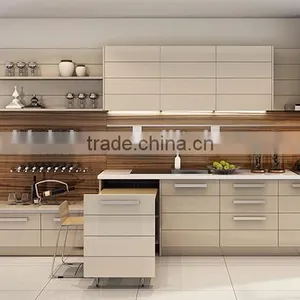 Modern Style Wooden Kitchen Cabinet, Customized Kitchen Furniture Set, Simple Design Base Cabinet With Countertop Island thumbnail-1