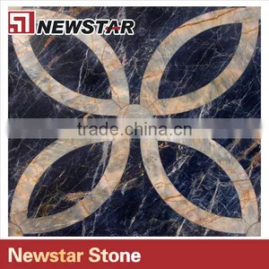 Newstar Black And Gold Marble Waterjet Floor Medallion Tile For Sale Mosaic thumbnail-1