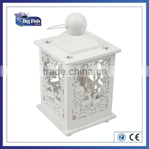 Light Xmas Lantern /wooden Lantern With Lights, Decoration Light, Xmas Lighting/candle Holder White Wooden Led Lighting Lantern thumbnail-1