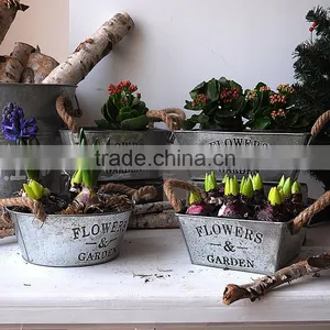 Galvanized Metal Garden Planter and Flower Pot thumbnail-2