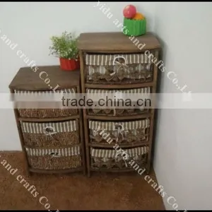 European Style Woven Baskets Cabinets Wooden Home Decorative Furniture thumbnail-6