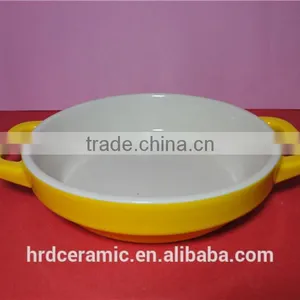 Microwave Safe Yellow Porcelain Rplain Bakeware With Handle thumbnail-1