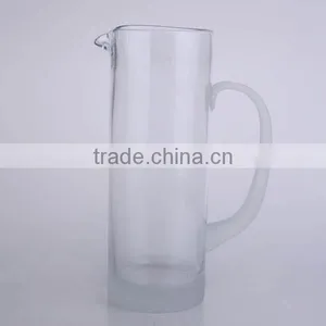 Hand Blown Beverage Glass Pitcher With Pickling Bottom and Handle thumbnail-1