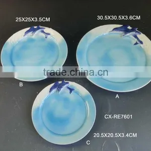 Classical Handpainted Pizza Plate ABC, Domomite Dolphin Plate thumbnail-1