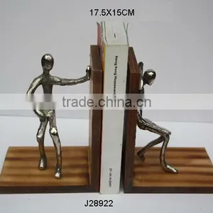 Nickel Plated Double Posture Book End Made in Aluminium and Wood thumbnail-1