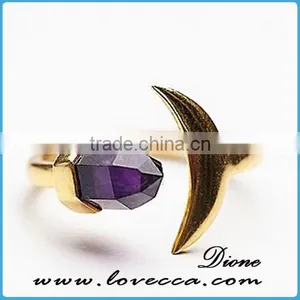 2016 New Popular Fashion Synthetic Stone Gold Ring thumbnail-1