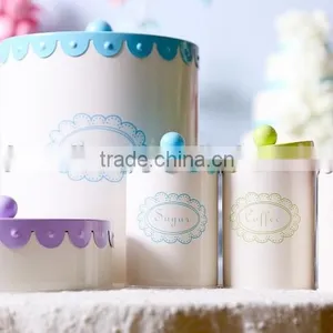 New Stylish Airtight Metal Tin Tea Coffee Sugar Canister Storage Bin With Flower Lid thumbnail-1