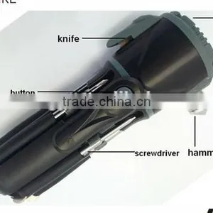 6 IN ONE High Quality Multi Function Emergency Glass Hammer , Strong Bright Torch, Screwdriver Set, Hand Tool thumbnail-1