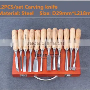 12PCS Professional Wood Rock Breaker Chisel Round Chisel Set Carvers Graving Knife Kit thumbnail-2