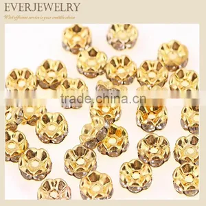 Gold Tone Rhinestone Roundel 8mm 10mm Spacer Beads thumbnail-2
