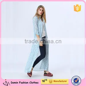2017 New Fashion Design Long Sleeve Full Lenghth Front Button Printed Maxi Women Blouse thumbnail-1