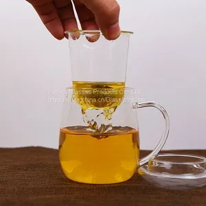 Glass Cup Kungfu Tea Cup Three Part Glass Cup Filter Glass Cup Coffee Cup Milk Cup Juice Cup for Hotel and Resturant thumbnail-3