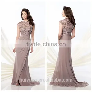 2014 High Neck Cap Sleeve Bead Embroidered Evening Dress thumbnail-1
