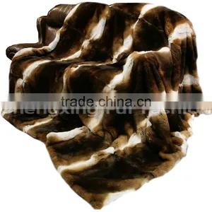 CX-D-58 Natural Color Soft Rex Rabbit Fur Throw Blanket -Genuine Fur Rug thumbnail-2
