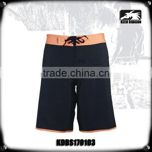Stripes Printing Surf Board Shorts With Orange Waistband thumbnail-2