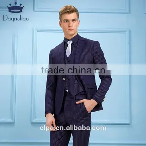 Daynoliao 2016 Latest Design Navy Stripe Slim Fit Wholesale 3 Pieces Men's Suits thumbnail-3