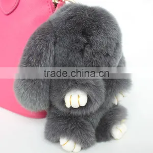 Myfur Dark Grey Cute Rabbit Fur Made Rabbit Bag Accessory Pendant thumbnail-2
