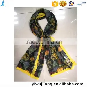 High Quality Fashionable Digital Print Dandelion Muslim Hijab Silk Scarf thumbnail-1