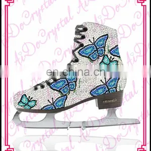 Aidocrystal 2016 Glitter Blue Ice Skating Shoes,crystal Figure Skate Sport Shoes for Girls thumbnail-4