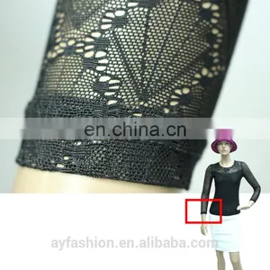 In Stock Embroidered Round Neck Lace Shirt Long Sleeve T Shirt thumbnail-5
