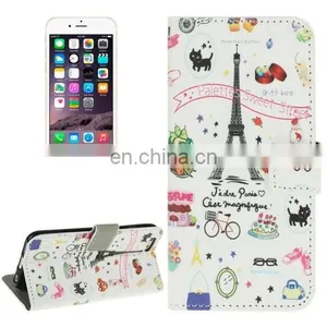 New Design Eiffel Tower Pattern Horizontal Flip Magnetic Buckle Leather Case With Card Slots & Wallet & Holder for IPhone 6 thumbnail-1