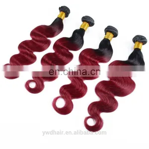 8A Ombre Color Peruvian Body Wave 3 /4 Bundles Unprocessed Peruvian Virgin Hair Ombre Peruvian Hair T1B/Burg Human Hair Weave thumbnail-1