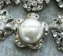 2013 Fashion Metal Wedding Rhinestone Pearl Button Invitation Card Button thumbnail-1