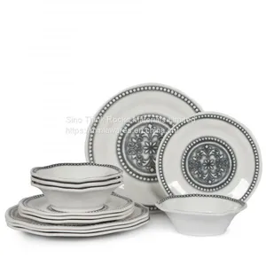 Cheap Off-white 12 Pieces Plastic Plates Violet Melamine 72 Pcs Portuguese Dinner Set Blue thumbnail-2