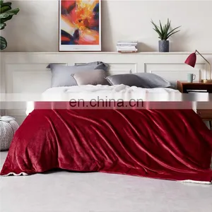Manufacturer Red Soft Swaddle 100% Microfiber Sherpa Blanket For Winter Fleece thumbnail-5