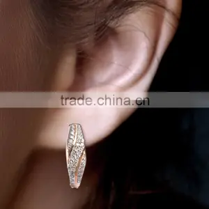 14K Rose Gold Earring With Diamonds thumbnail-2