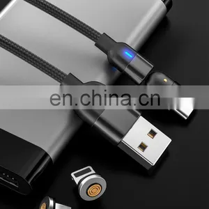 Wholesale 3PIN 1M 2M 540 Degree Rotation Fast Charging Micro Type C Data Magnetic 3 In 1 Usb Charging Cable thumbnail-3