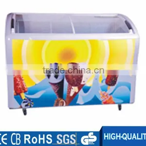 Curved Glass Door Showcase Chest Freezer for Ice Cream thumbnail-3