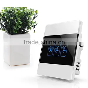 3 Gang Crystal Glass Panel Electronic Touch Smart Home Switch thumbnail-1