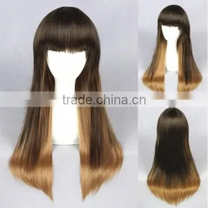 High Quality 65cm Medium Long Straight Brown Mixed Lolita Wig Synthetic Anime Wig Cosplay Hair Wig Party Wig thumbnail-1
