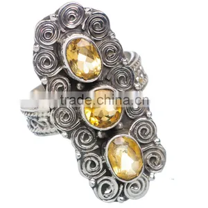 CITRINE RING ,WHOLESALE SILVER JEWELRY,SILVER EXPORTER,SILVER JEWELRY FROM INDIA thumbnail-1