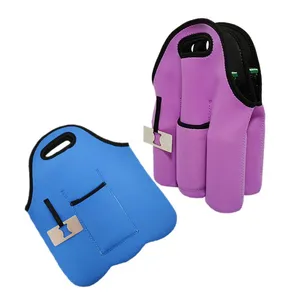 Shockproof Portable Picnic Neoprene Custom 6 Pack Bottle Wine Beer Tote Cooler Carrier Bag thumbnail-2
