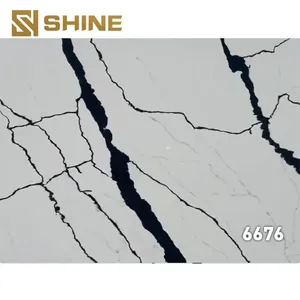 Widely Used Engineered Calacatta Quartz Artificial Stone Slab Solid Surface Polished for Hospital Mall Home Kitchen Table thumbnail-4