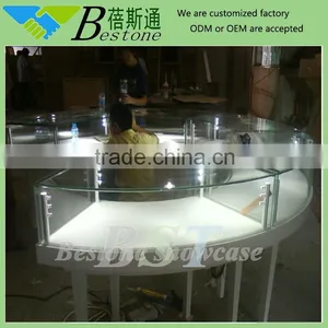 Simple Furniture Retail Store Used Curved Glass Display Counter thumbnail-1