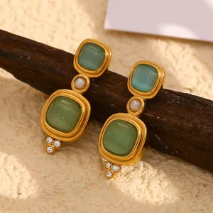 Gold Plated Stainless Steel Earrings 18K PVD Waterproof Nickel Free Bulk Wholesale thumbnail-4
