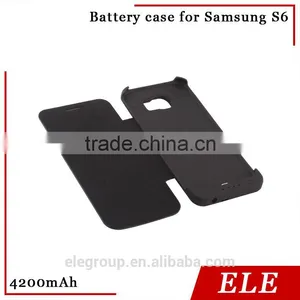 New Arrival 4200mah Full Capacity Power Case With Leather Cover For Samsung S6 External Battery Case thumbnail-1