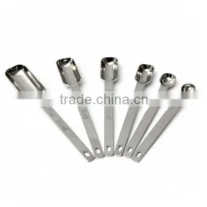 Manufacturer High Quality Stainless Steel Square Head Measuring Spoons Set of 6 Coffee Measuring Spoon Set thumbnail-4