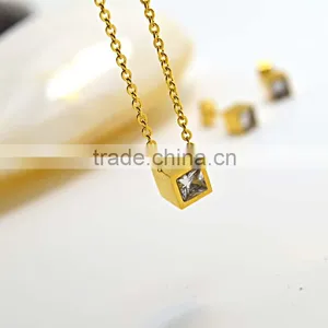 Women Jewelry Gold Jewelry Crystal Girls Party Dresses Square Jewelry Set thumbnail-2