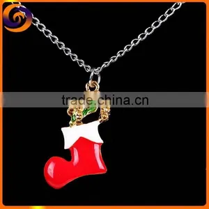 Zinc Alloy Christmas Stockings Snowman Bell Necklace thumbnail-1