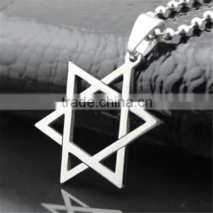 Wholesale Stainless Steel Hexagram Six Point Star Pendant Necklace thumbnail-2